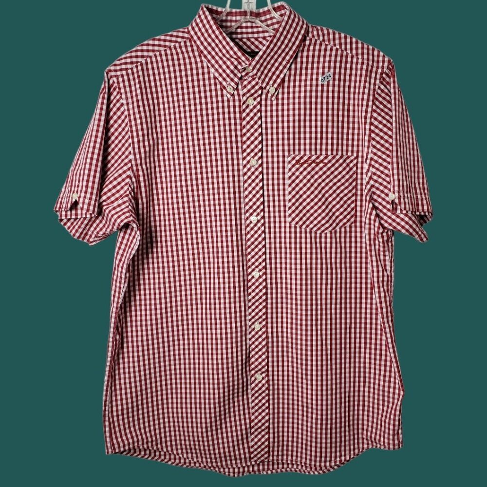 Ben Sherman Mens Red & White Gingham Short Sleeve Shirt 100% Cotton Large